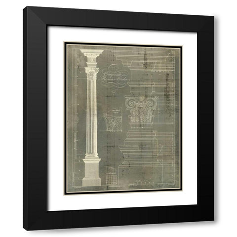 Column Blueprint I Black Modern Wood Framed Art Print with Double Matting by Sheraton, Thomas