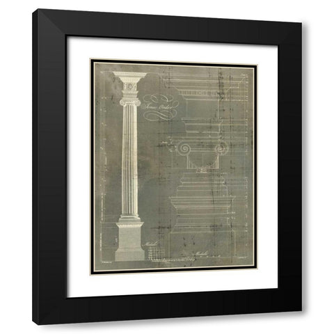 Column Blueprint II Black Modern Wood Framed Art Print with Double Matting by Sheraton, Thomas