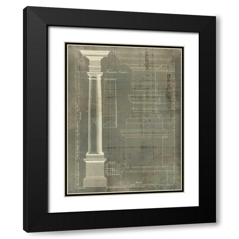 Column Blueprint III Black Modern Wood Framed Art Print with Double Matting by Sheraton, Thomas