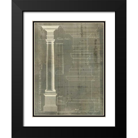 Column Blueprint III Black Modern Wood Framed Art Print with Double Matting by Sheraton, Thomas
