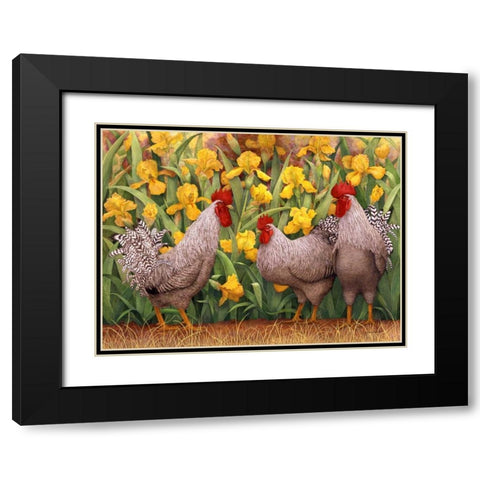 Roosters en Place II Black Modern Wood Framed Art Print with Double Matting by Matcham, Marcia