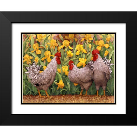 Roosters en Place II Black Modern Wood Framed Art Print with Double Matting by Matcham, Marcia