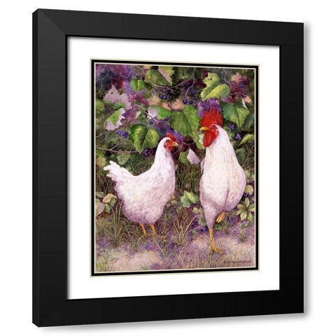 Roosters en Place IV Black Modern Wood Framed Art Print with Double Matting by Matcham, Marcia