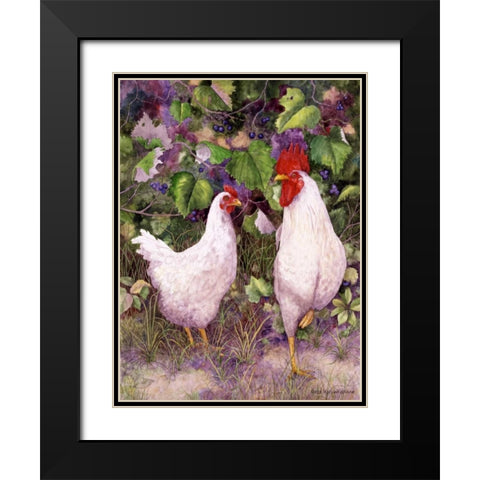 Roosters en Place IV Black Modern Wood Framed Art Print with Double Matting by Matcham, Marcia