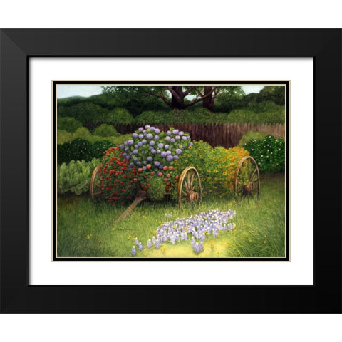Flower Wagon Black Modern Wood Framed Art Print with Double Matting by Matcham, Marcia