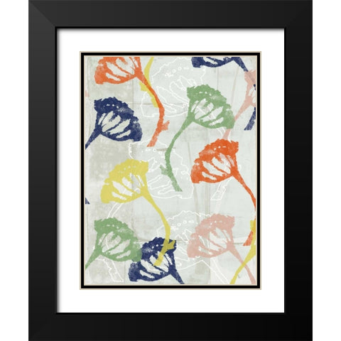 Stamped Floral I Black Modern Wood Framed Art Print with Double Matting by Goldberger, Jennifer