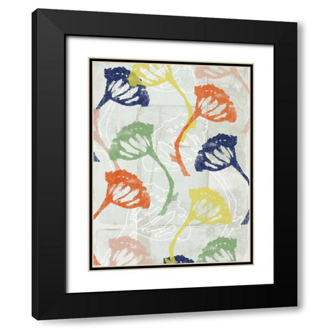 Stamped Floral II Black Modern Wood Framed Art Print with Double Matting by Goldberger, Jennifer