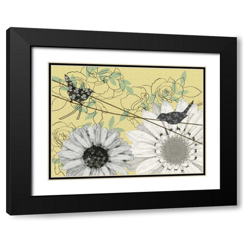 Birds on a Wire II Black Modern Wood Framed Art Print with Double Matting by Reynolds, Jade