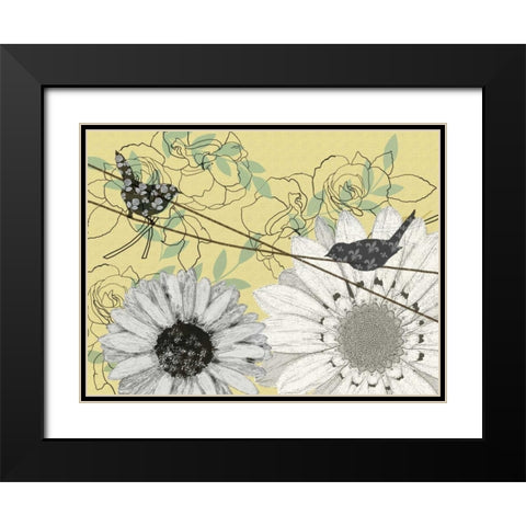 Birds on a Wire II Black Modern Wood Framed Art Print with Double Matting by Reynolds, Jade