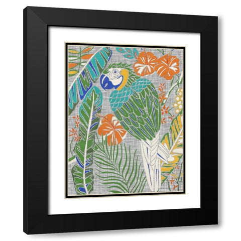 Tropical Macaw Black Modern Wood Framed Art Print with Double Matting by Zarris, Chariklia