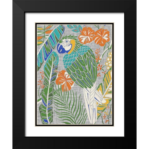 Tropical Macaw Black Modern Wood Framed Art Print with Double Matting by Zarris, Chariklia