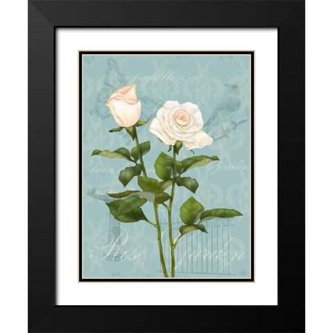 Cream Rose II Black Modern Wood Framed Art Print with Double Matting by Reynolds, Jade
