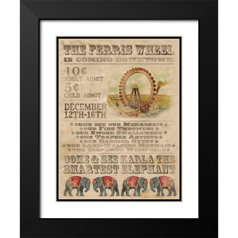 Vintage Circus IV Black Modern Wood Framed Art Print with Double Matting by Popp, Grace