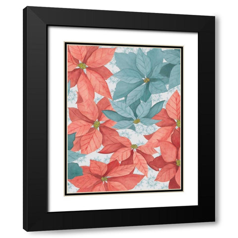 Christmas Poinsettia II Black Modern Wood Framed Art Print with Double Matting by Popp, Grace