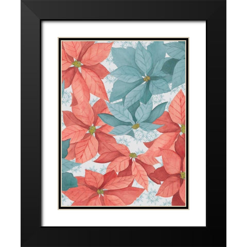 Christmas Poinsettia II Black Modern Wood Framed Art Print with Double Matting by Popp, Grace