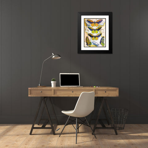 Butterfly Map I Black Modern Wood Framed Art Print with Double Matting by Butler, John