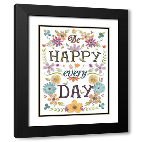 Happy Sentiments II Black Modern Wood Framed Art Print with Double Matting by Vess, June Erica