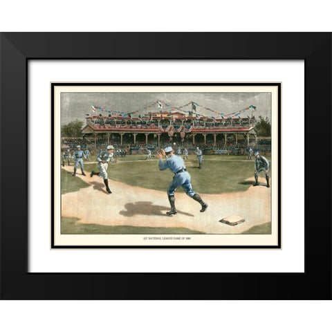 National League Game 1886 Black Modern Wood Framed Art Print with Double Matting by Snyder