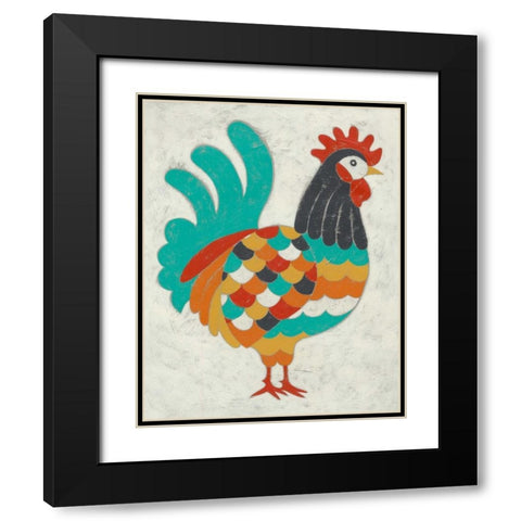 Country Chickens I Black Modern Wood Framed Art Print with Double Matting by Zarris, Chariklia