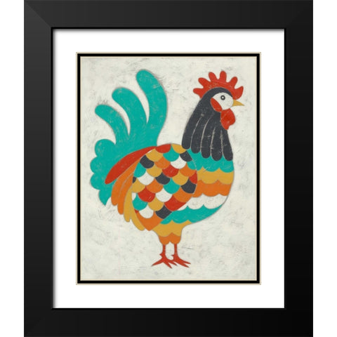 Country Chickens I Black Modern Wood Framed Art Print with Double Matting by Zarris, Chariklia