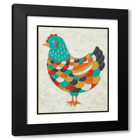 Country Chickens II Black Modern Wood Framed Art Print with Double Matting by Zarris, Chariklia