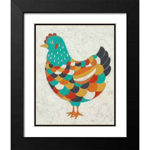 Country Chickens II Black Modern Wood Framed Art Print with Double Matting by Zarris, Chariklia