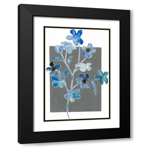 Blue Bouquet II Black Modern Wood Framed Art Print with Double Matting by Popp, Grace