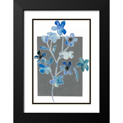 Blue Bouquet II Black Modern Wood Framed Art Print with Double Matting by Popp, Grace