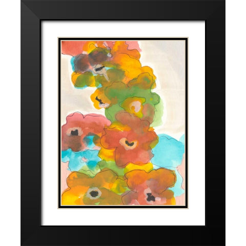 Floral Cascade I Black Modern Wood Framed Art Print with Double Matting by Fuchs, Jodi