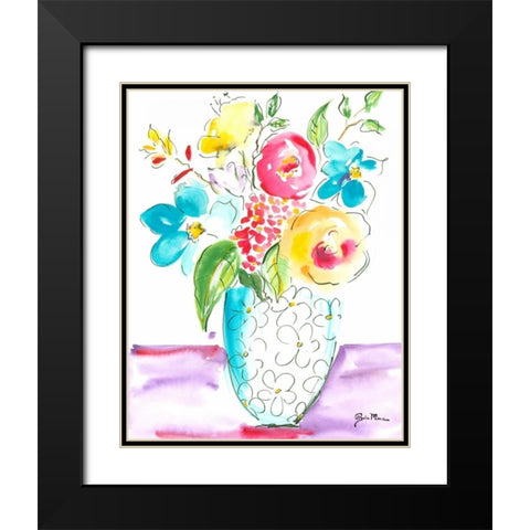 Flower Burst Vase I Black Modern Wood Framed Art Print with Double Matting by Minasian, Julia