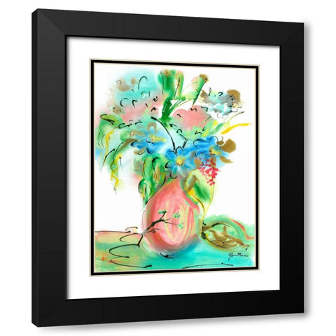Flower Burst Vase II Black Modern Wood Framed Art Print with Double Matting by Minasian, Julia