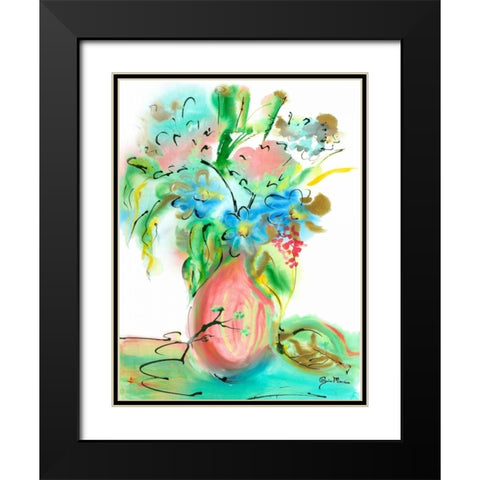 Flower Burst Vase II Black Modern Wood Framed Art Print with Double Matting by Minasian, Julia