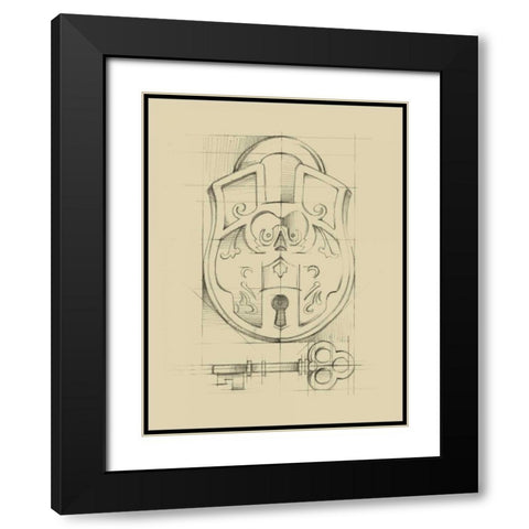 Vintage Padlock I Black Modern Wood Framed Art Print with Double Matting by Harper, Ethan