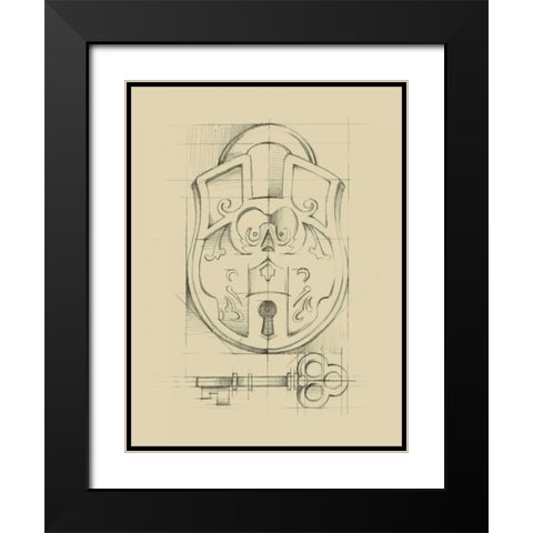 Vintage Padlock I Black Modern Wood Framed Art Print with Double Matting by Harper, Ethan