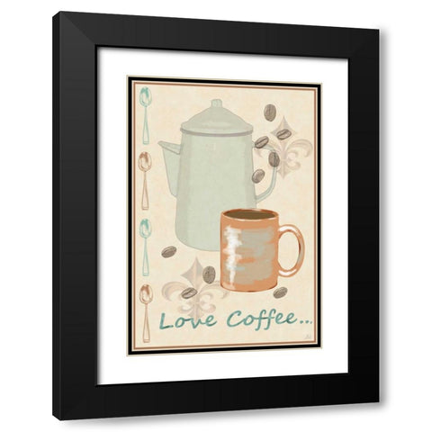 Love Coffee Black Modern Wood Framed Art Print with Double Matting by Reynolds, Jade