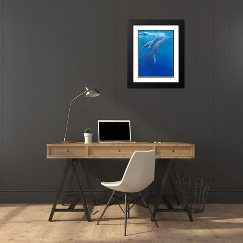 Under Sea Whales I Black Modern Wood Framed Art Print with Double Matting by OToole, Tim