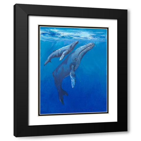 Under Sea Whales I Black Modern Wood Framed Art Print with Double Matting by OToole, Tim