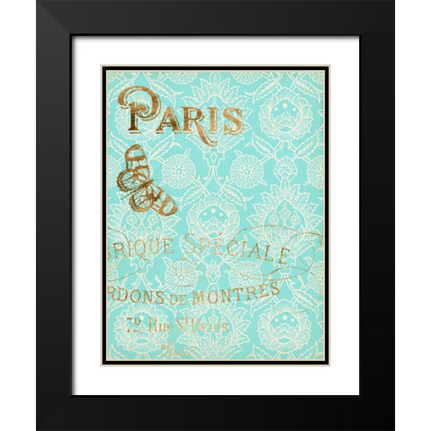 Paris in Gold I Black Modern Wood Framed Art Print with Double Matting by Goldberger, Jennifer