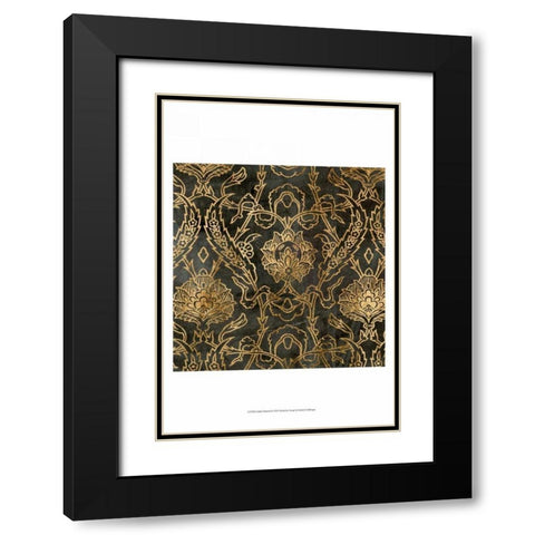 Golden Damask II Black Modern Wood Framed Art Print with Double Matting by Goldberger, Jennifer