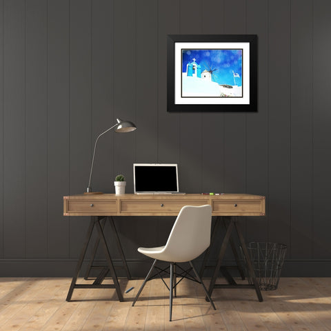 Santorini I Black Modern Wood Framed Art Print with Double Matting by Coomes, Sylvia