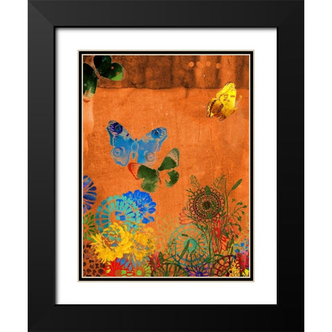 Butterfly Panorama Triptych I Black Modern Wood Framed Art Print with Double Matting by Jasper, Sisa