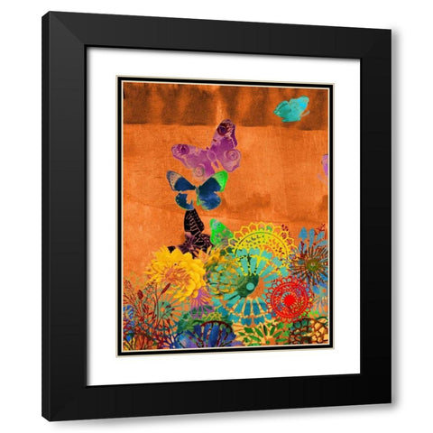 Butterfly Panorama Triptych II Black Modern Wood Framed Art Print with Double Matting by Jasper, Sisa