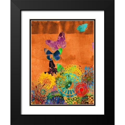 Butterfly Panorama Triptych II Black Modern Wood Framed Art Print with Double Matting by Jasper, Sisa