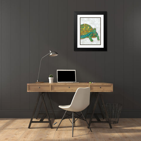 Turtle Friends I Black Modern Wood Framed Art Print with Double Matting by Zarris, Chariklia