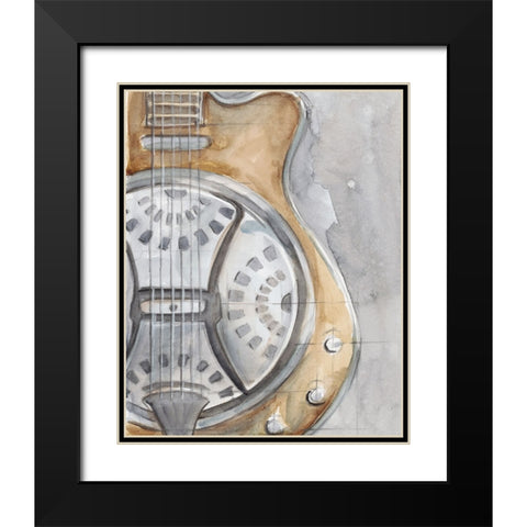 Watercolor Instrument Study III Black Modern Wood Framed Art Print with Double Matting by Harper, Ethan