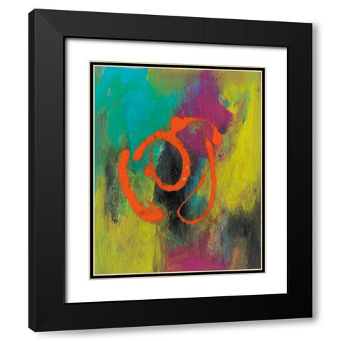 Orange Graffiti I Black Modern Wood Framed Art Print with Double Matting by Combs, Joyce