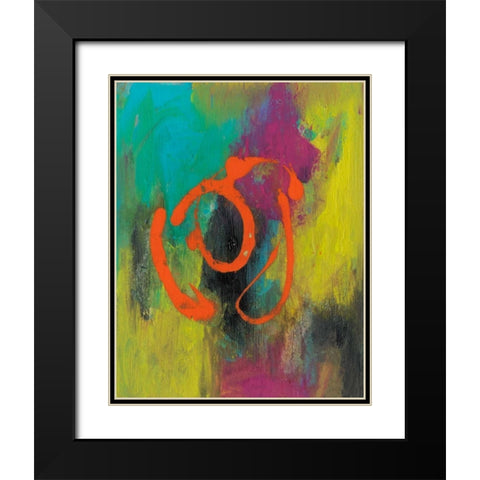 Orange Graffiti I Black Modern Wood Framed Art Print with Double Matting by Combs, Joyce