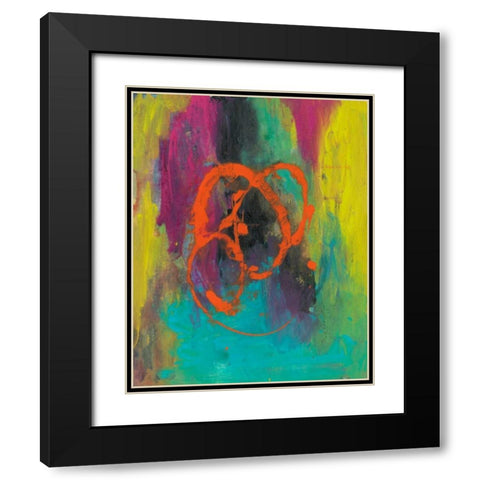 Orange Graffiti II Black Modern Wood Framed Art Print with Double Matting by Combs, Joyce