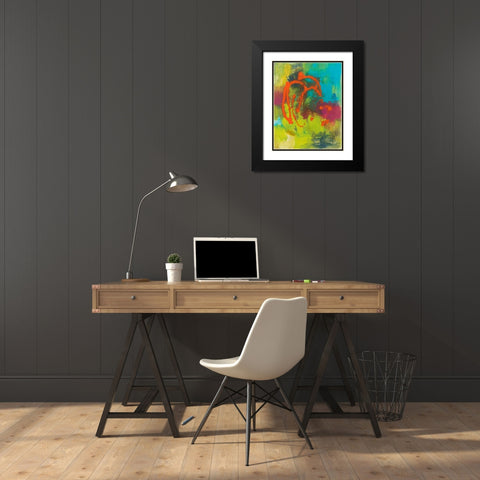 Orange Graffiti III Black Modern Wood Framed Art Print with Double Matting by Combs, Joyce