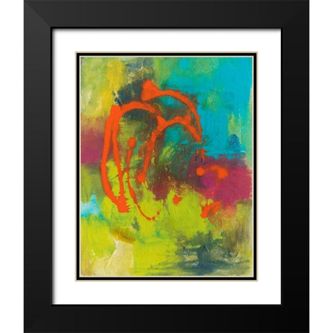 Orange Graffiti III Black Modern Wood Framed Art Print with Double Matting by Combs, Joyce